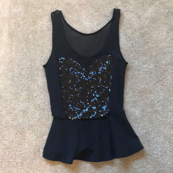 Bebe black sequin peplum tank top size S - Picture 2 of 5